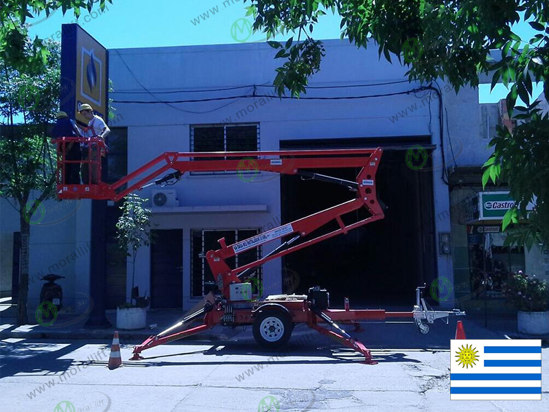 Towed boom lift in Uruguay