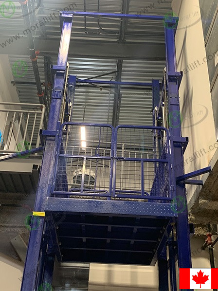 Hydraulic vertical cargo lift in Canada